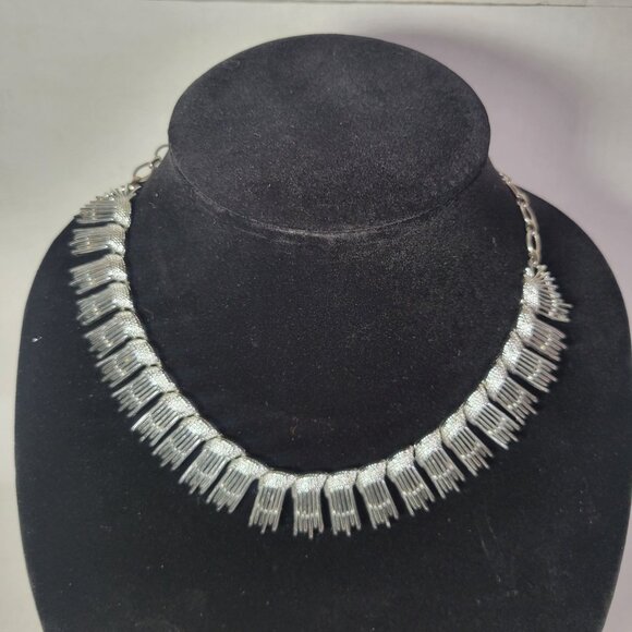 Vintage Sarah Coventry Silver-tone Statement Intricate Fringe Necklace - Picture 1 of 5